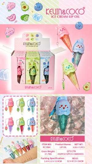 Brillos labiales de helado y fruta